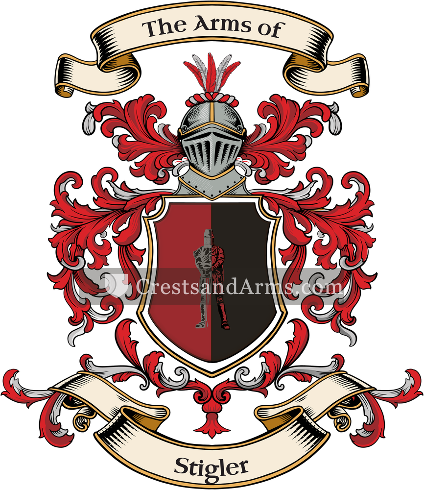The Stigler coat of arms, drawn from the recorded blazon