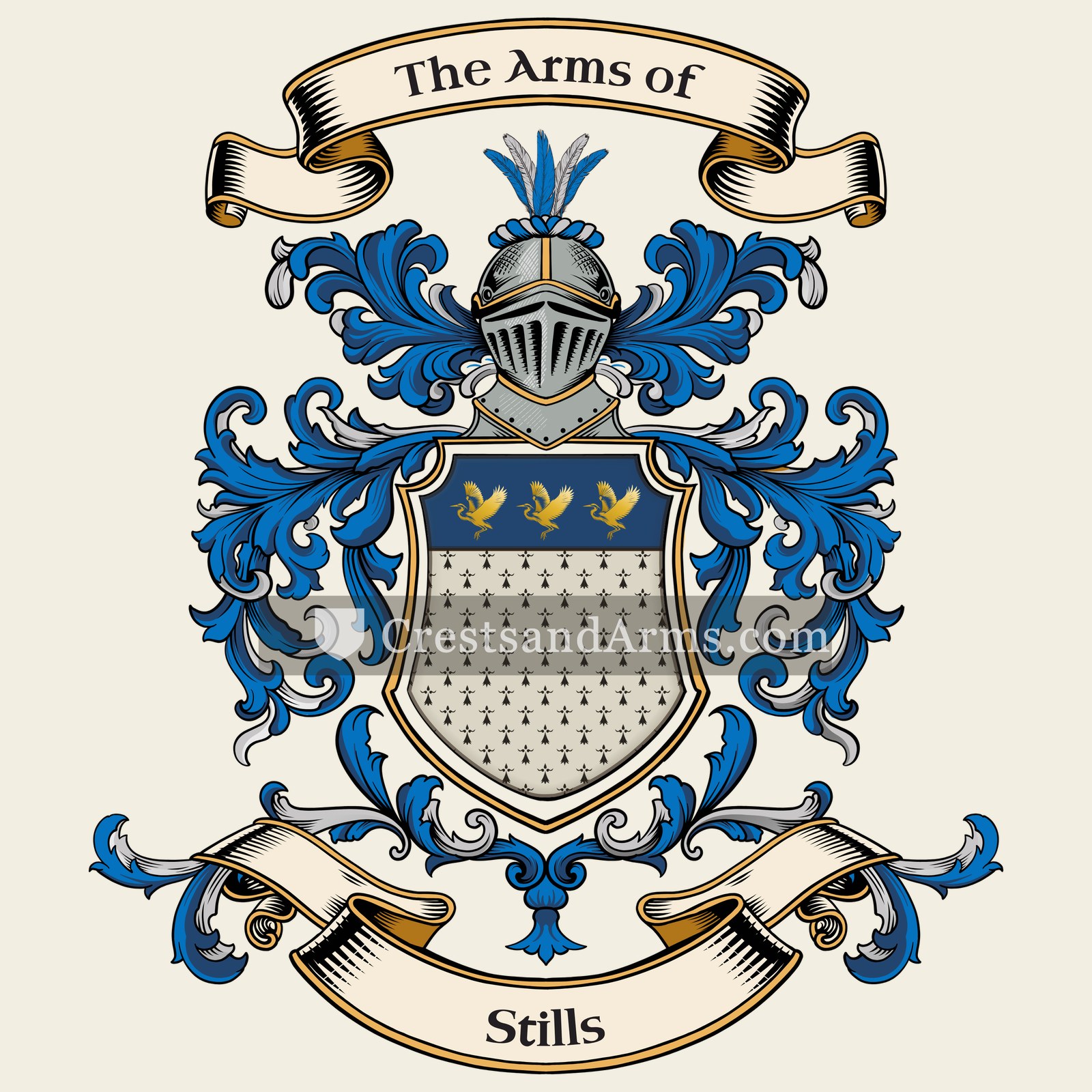 The Stills coat of arms, drawn from the recorded blazon