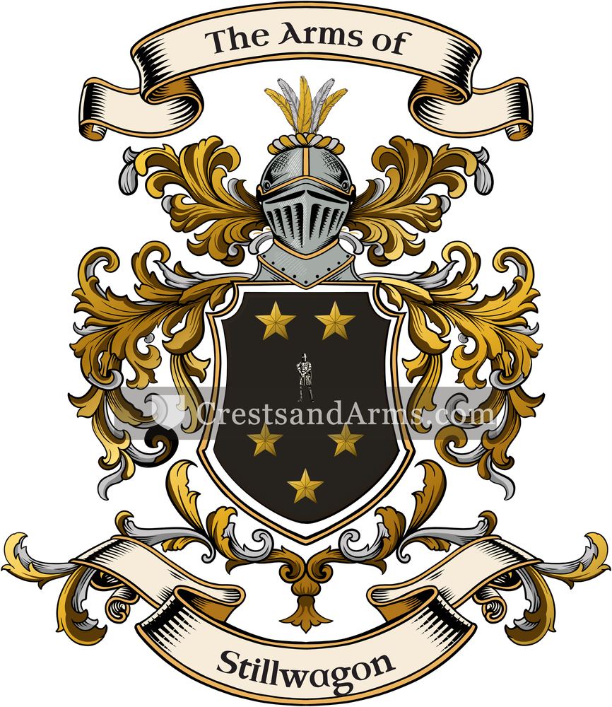 The Stillwagon coat of arms, drawn from the recorded blazon