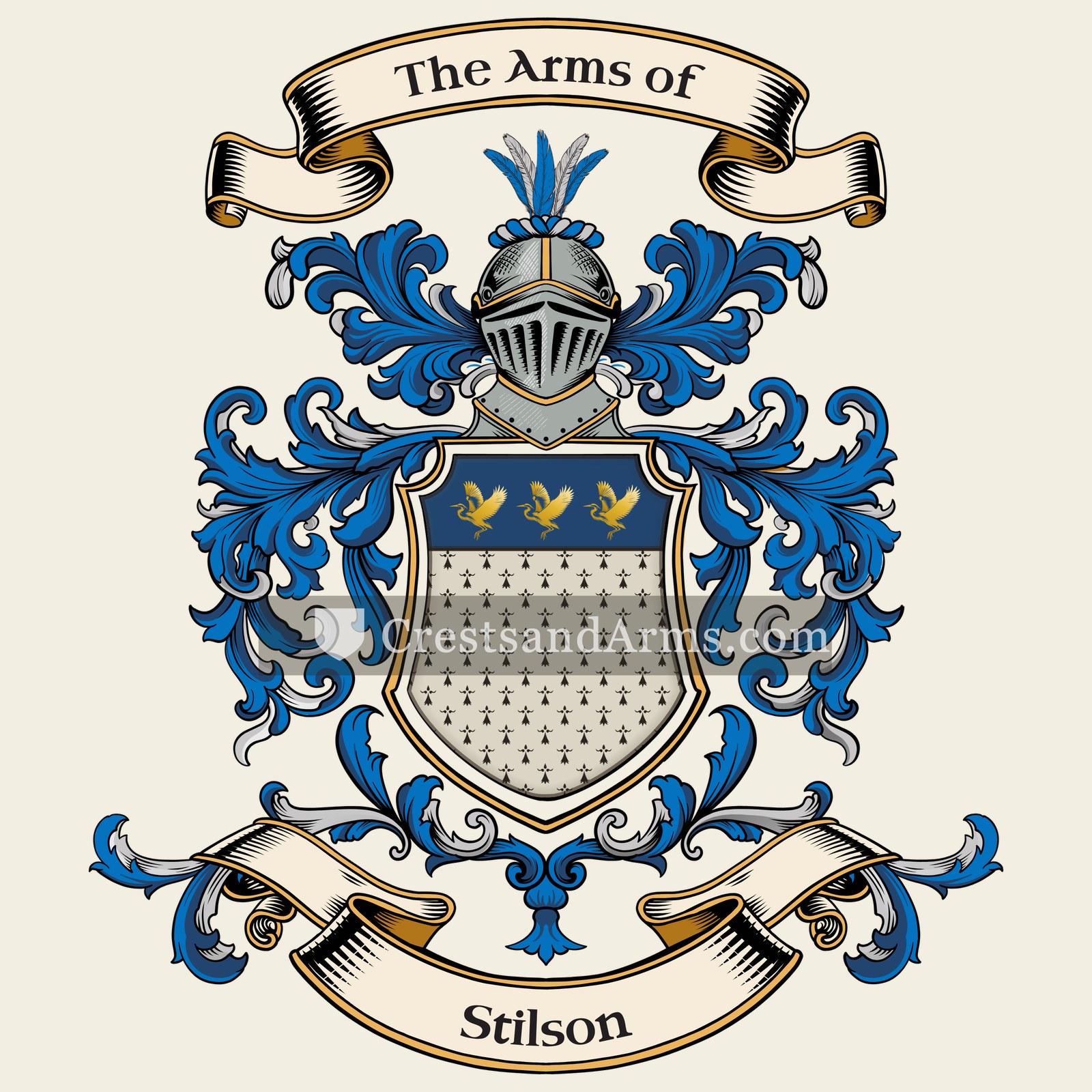 The Stilson coat of arms, drawn from the recorded blazon