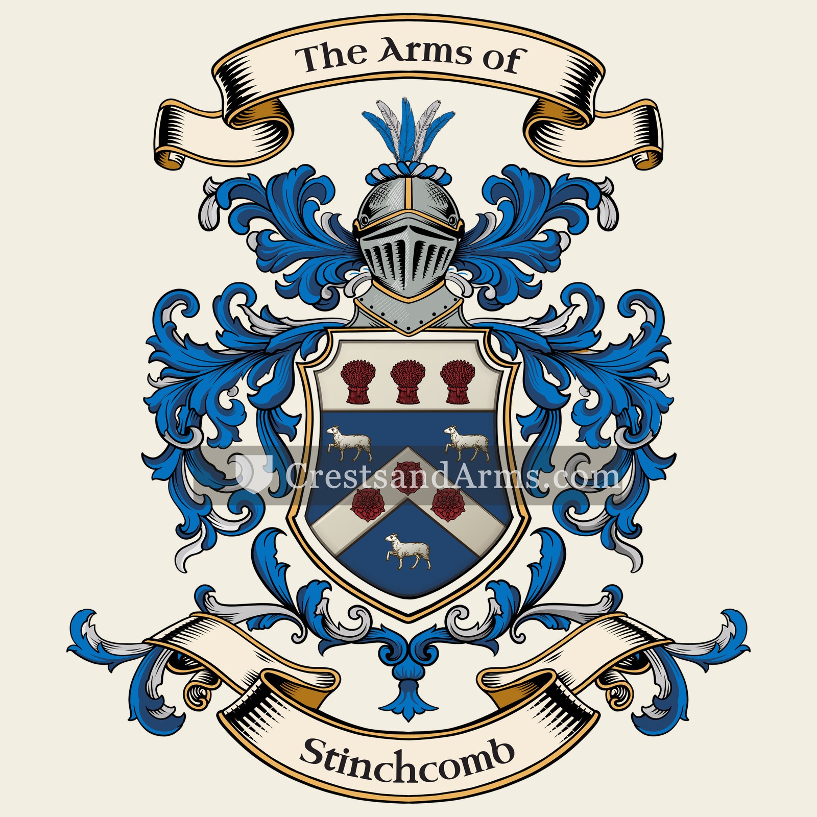 The Stinchcomb coat of arms, drawn from the recorded blazon