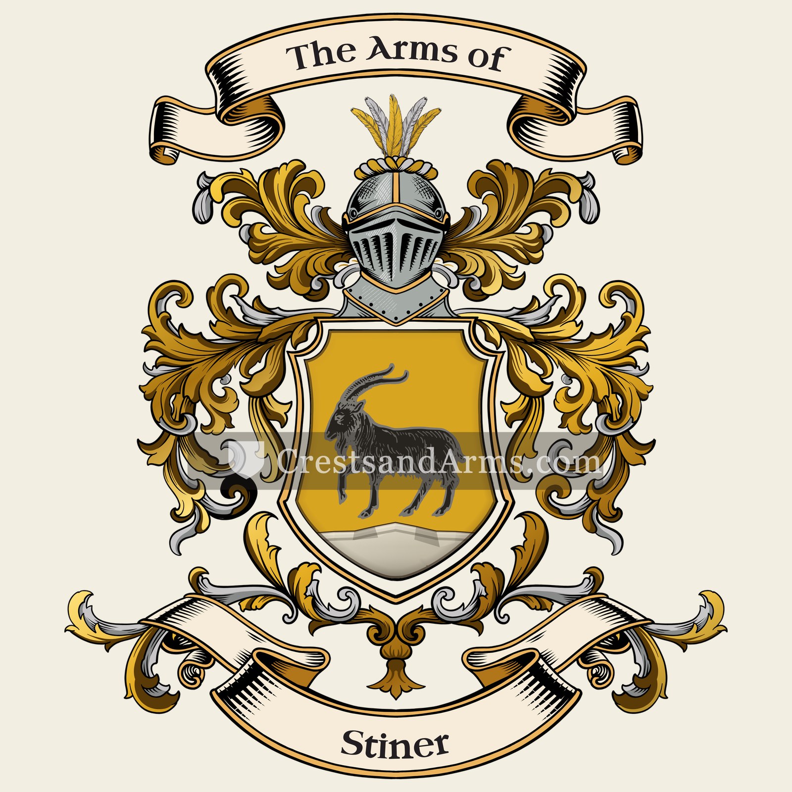The Stiner coat of arms, drawn from the recorded blazon