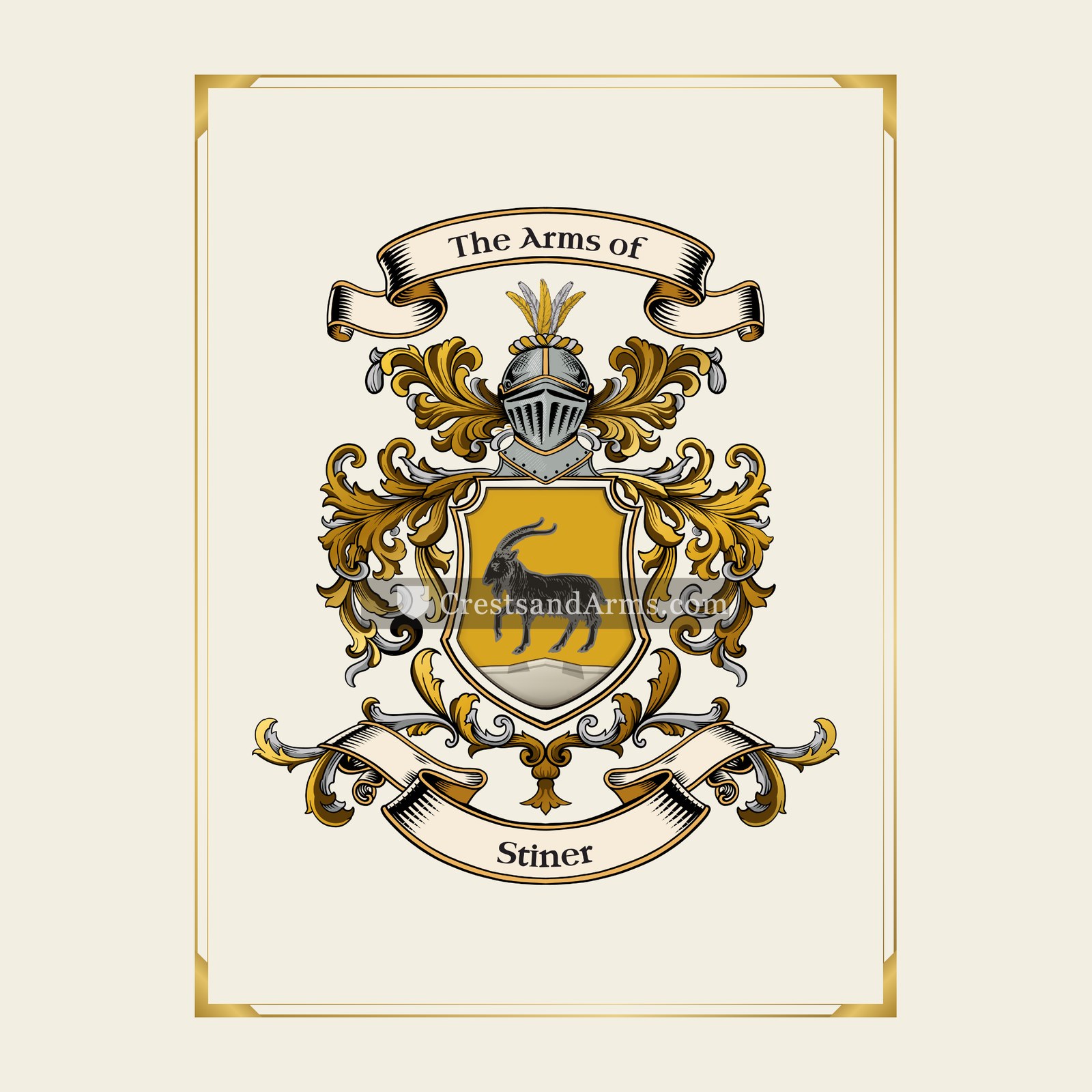 With gold border