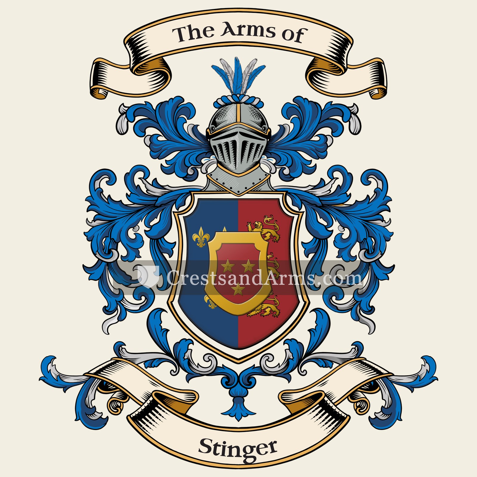 The Stinger coat of arms, drawn from the recorded blazon