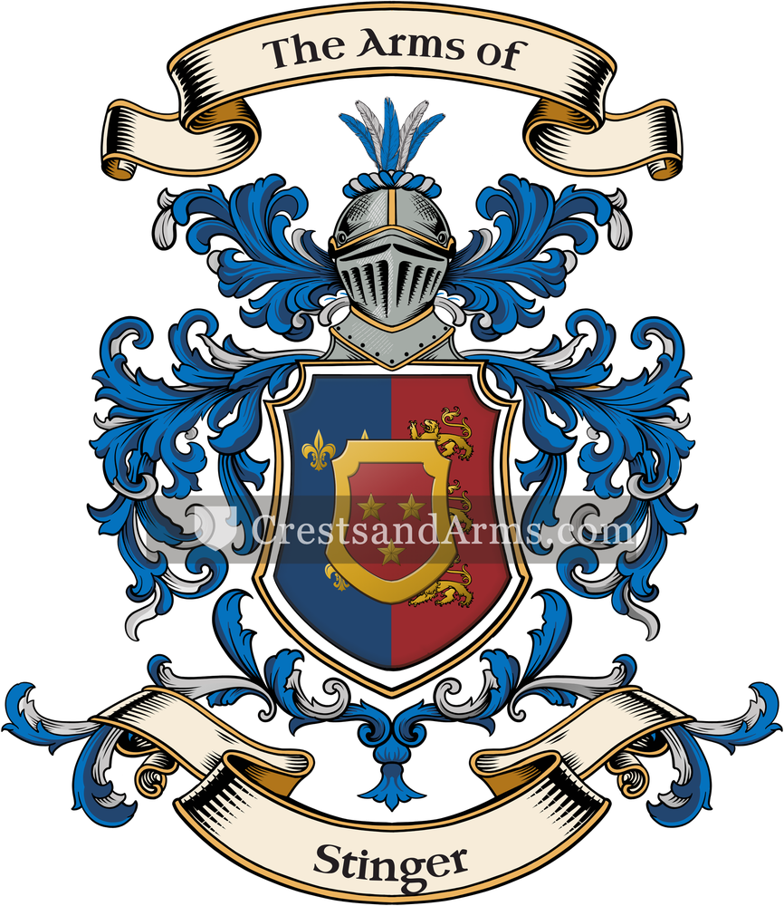 The Stinger coat of arms, drawn from the recorded blazon