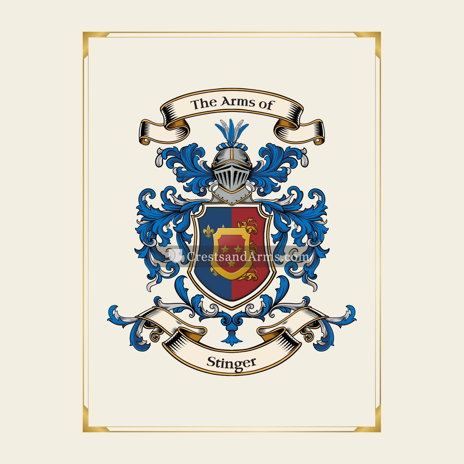With gold border
