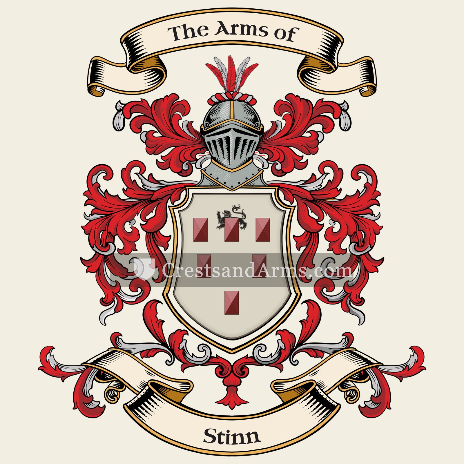 The Stinn coat of arms, drawn from the recorded blazon