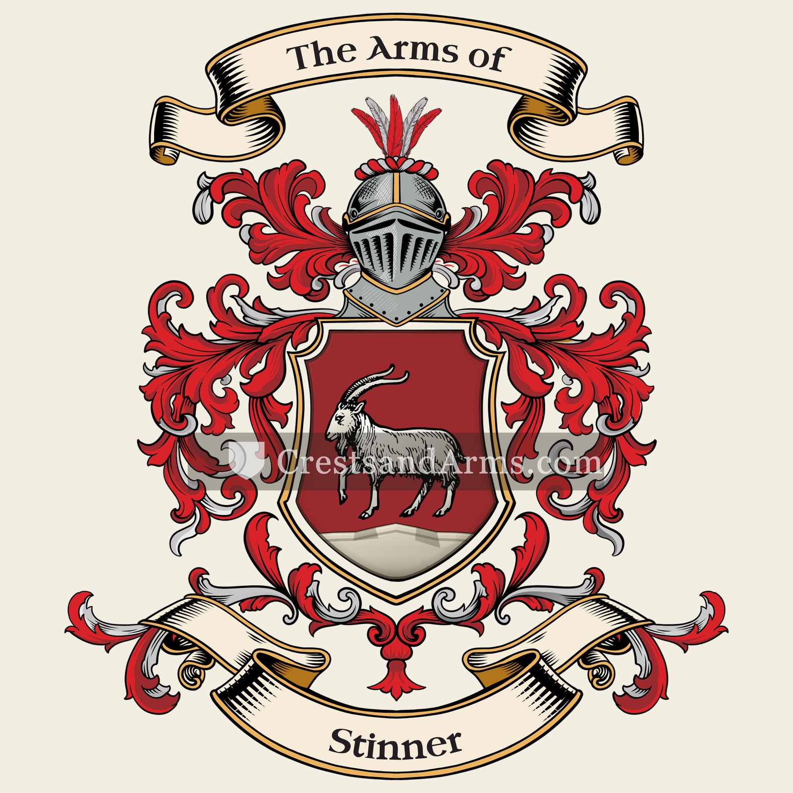 The Stinner coat of arms, drawn from the recorded blazon