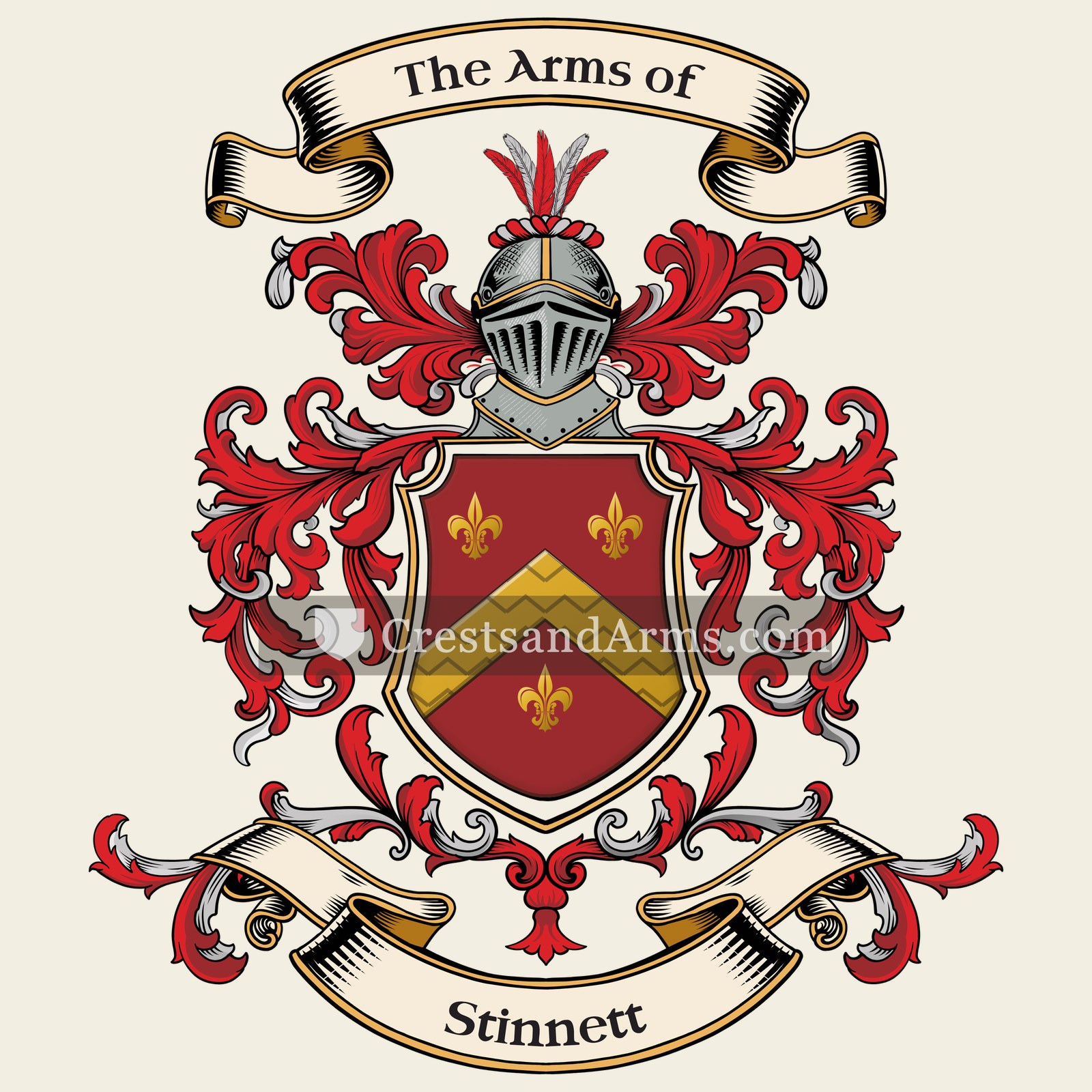 The Stinnett coat of arms, drawn from the recorded blazon