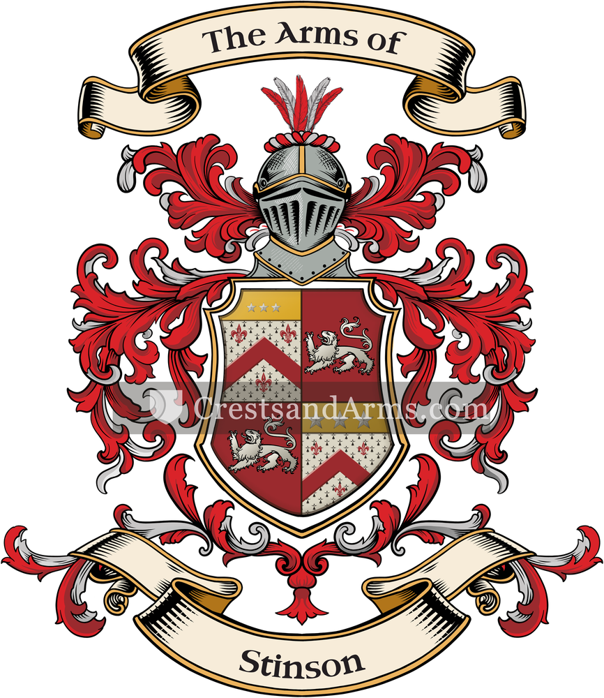 The Stinson coat of arms, drawn from the recorded blazon