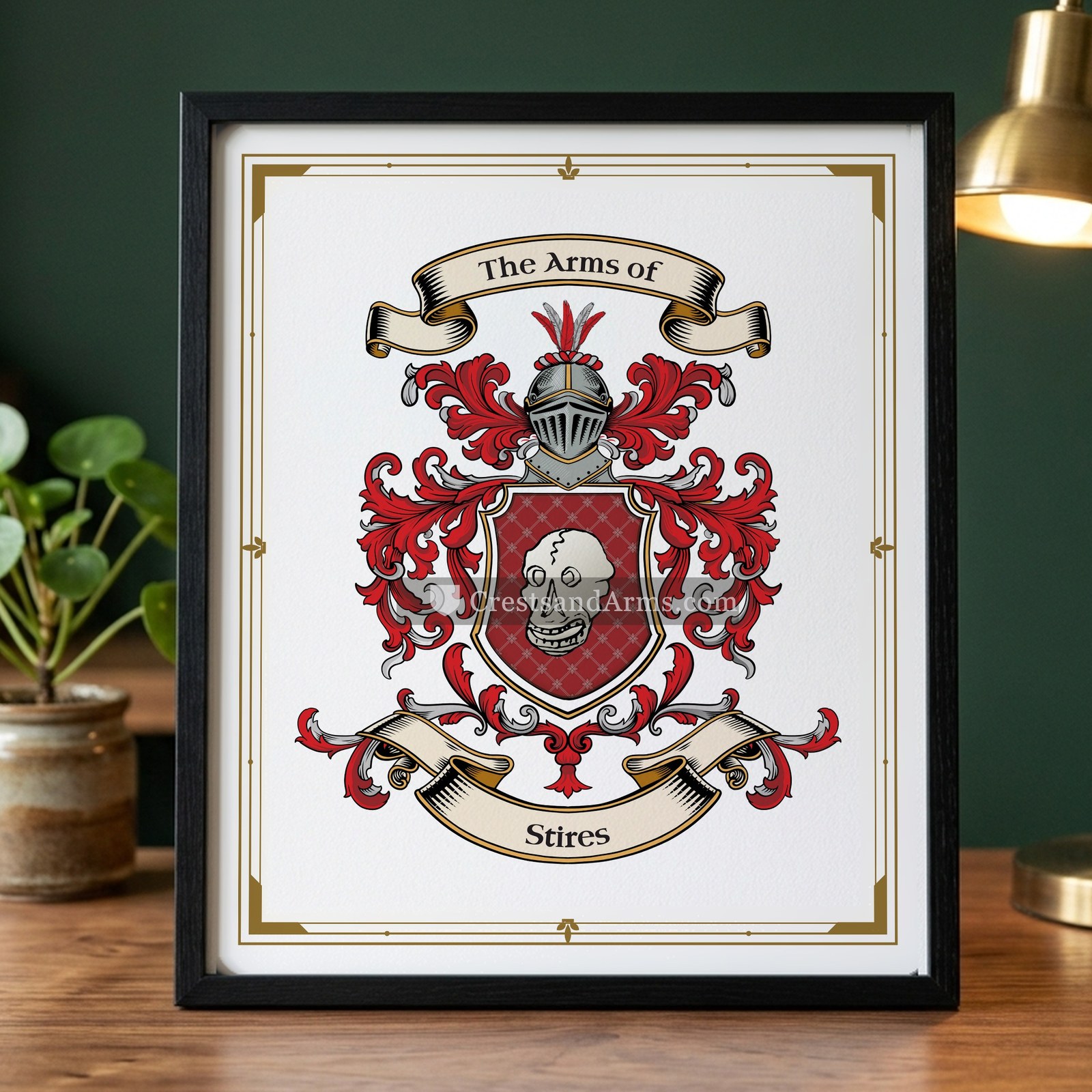 The Stires coat of arms on the framed print