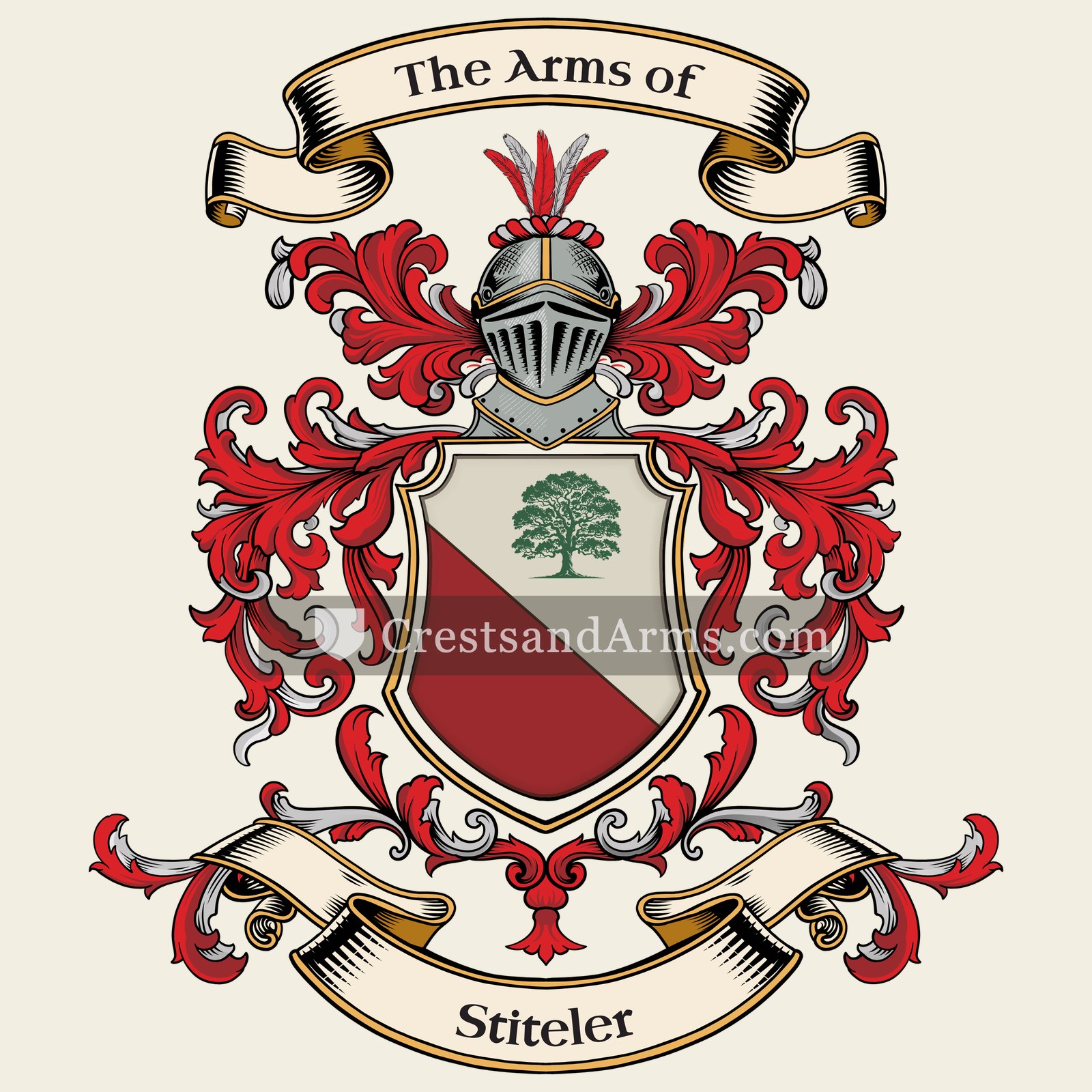 The Stiteler coat of arms, drawn from the recorded blazon