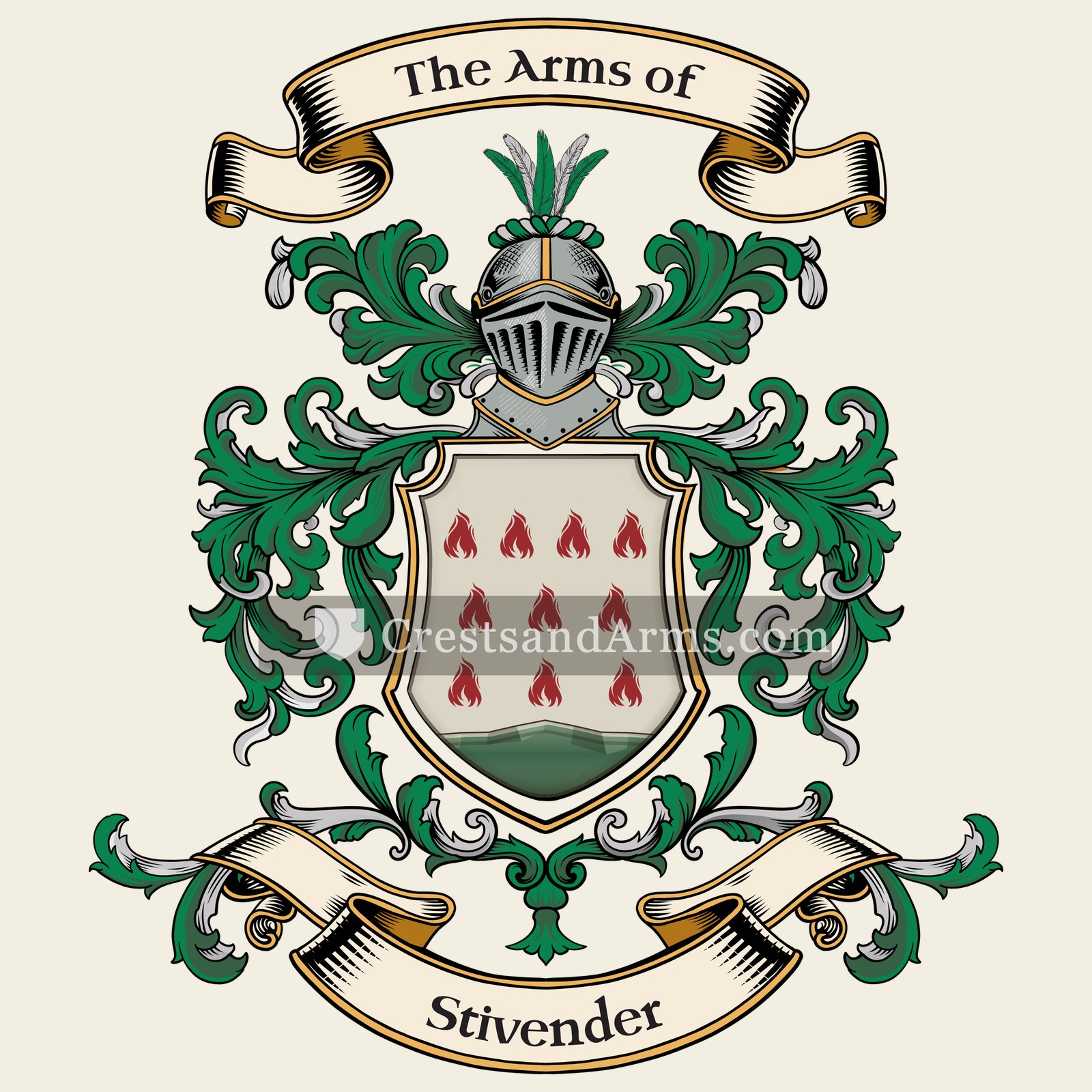 The Stivender coat of arms, drawn from the recorded blazon