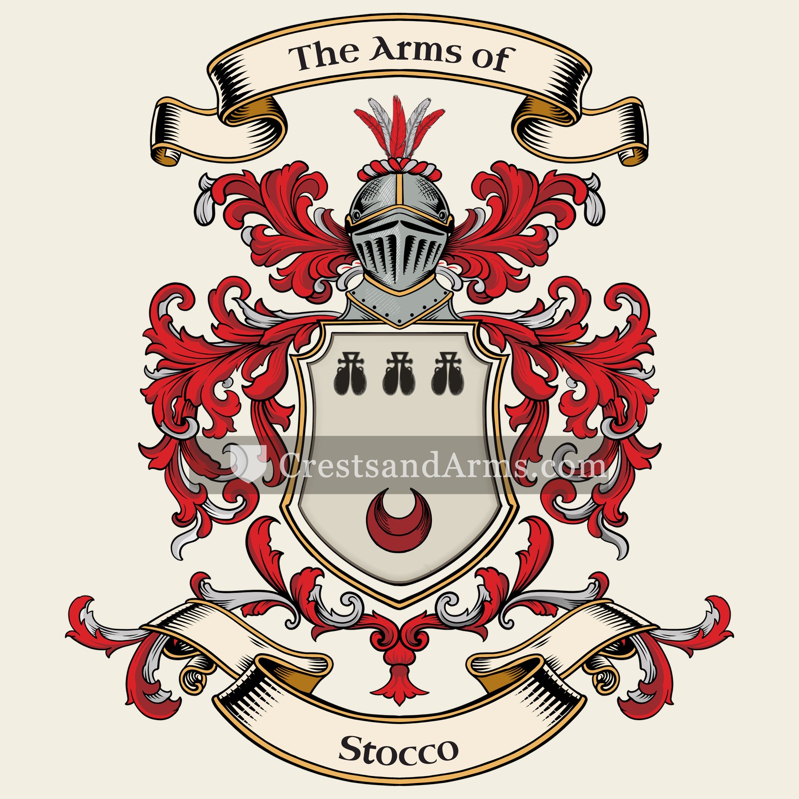 The Stocco coat of arms, drawn from the recorded blazon