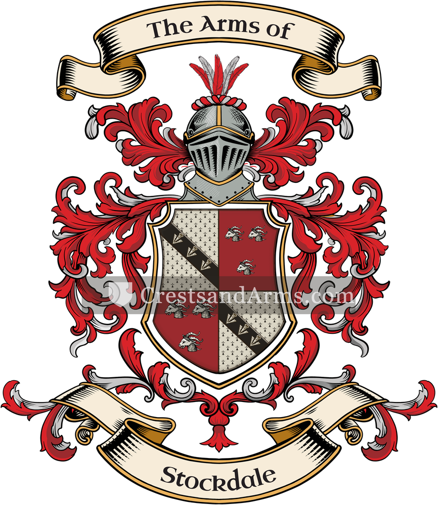 The Stockdale coat of arms, drawn from the recorded blazon