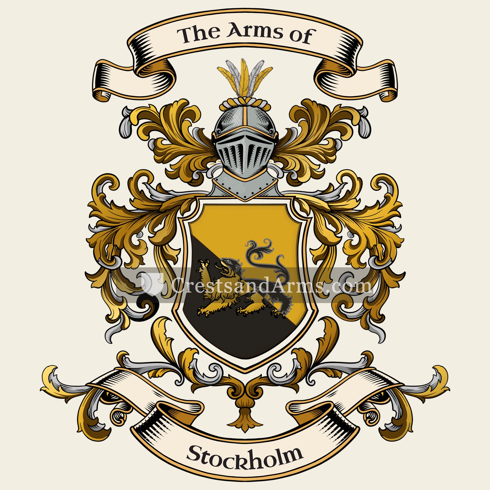 The Stockholm coat of arms, drawn from the recorded blazon