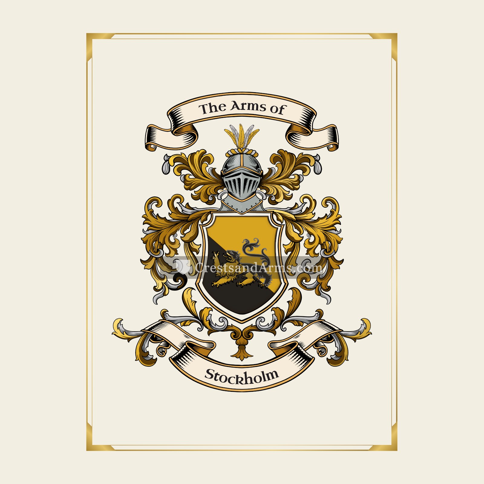 With gold border