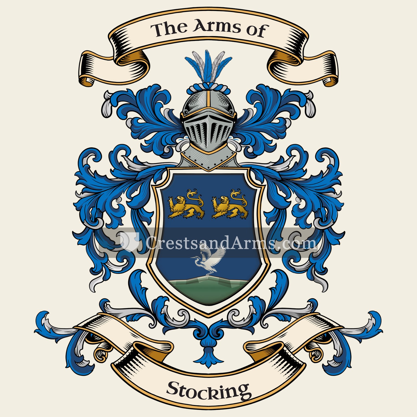 The Stocking coat of arms, drawn from the recorded blazon