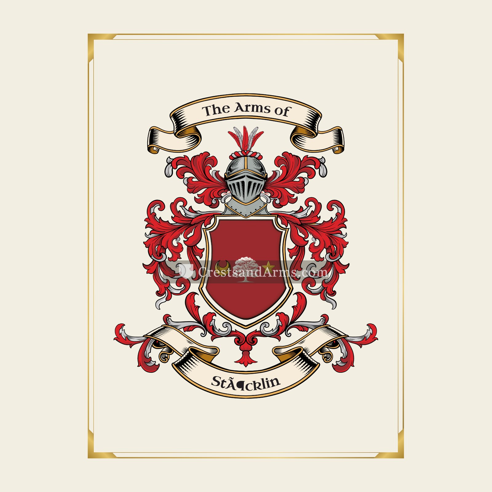 With gold border