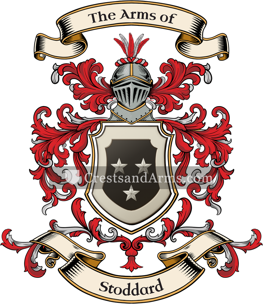 The Stoddard coat of arms, drawn from the recorded blazon