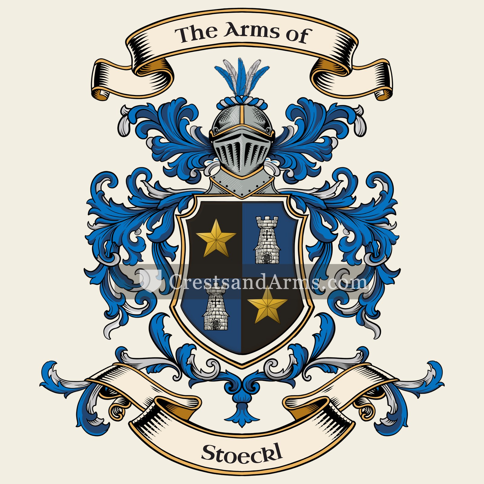 The Stoeckl coat of arms, drawn from the recorded blazon