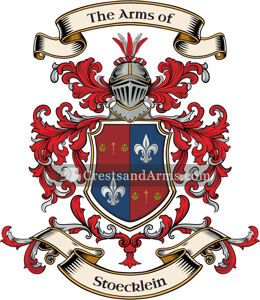 The Stoecklein coat of arms, drawn from the recorded blazon