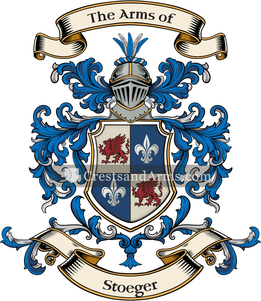 The Stoeger coat of arms, drawn from the recorded blazon