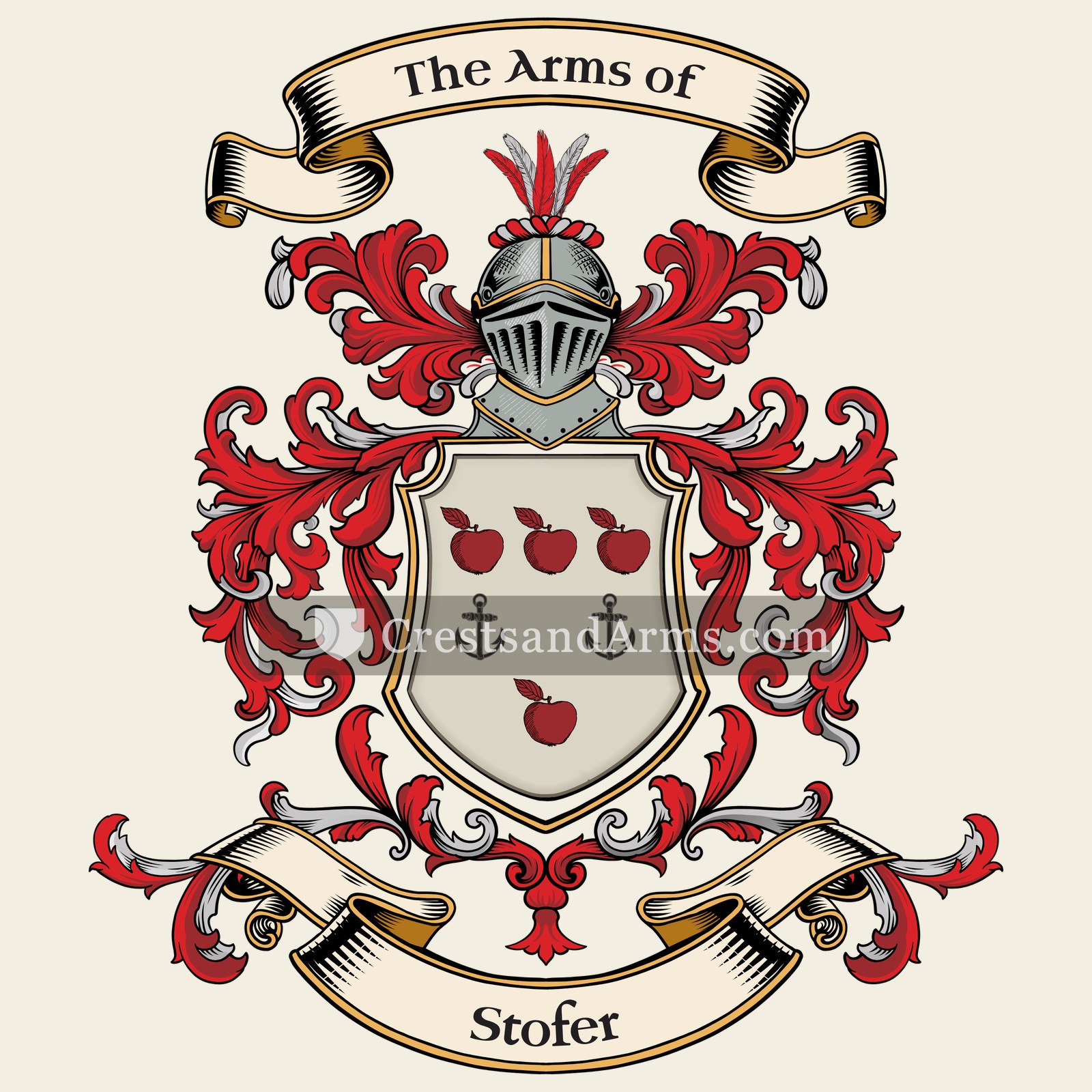 The Stofer coat of arms, drawn from the recorded blazon