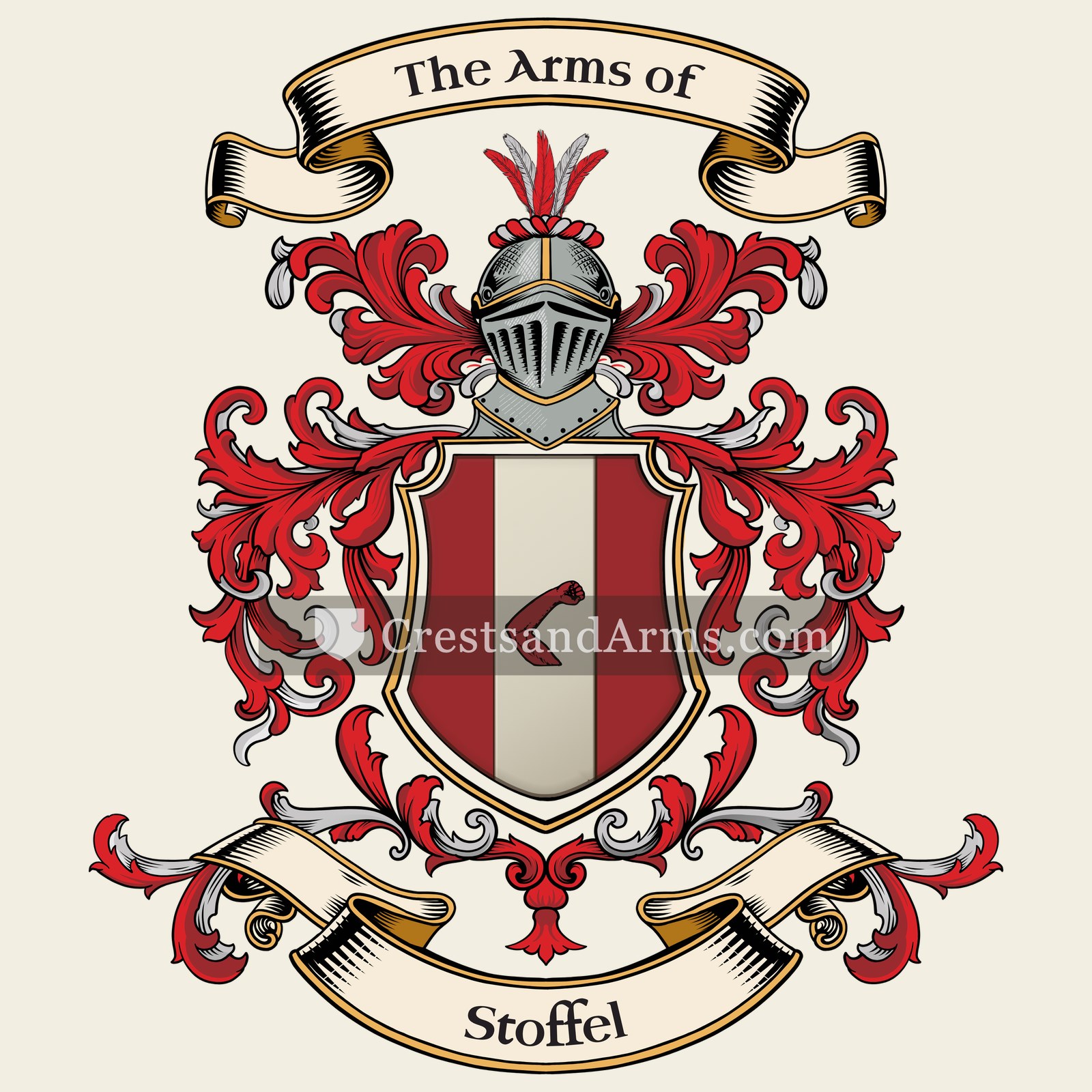 The Stoffel coat of arms, drawn from the recorded blazon