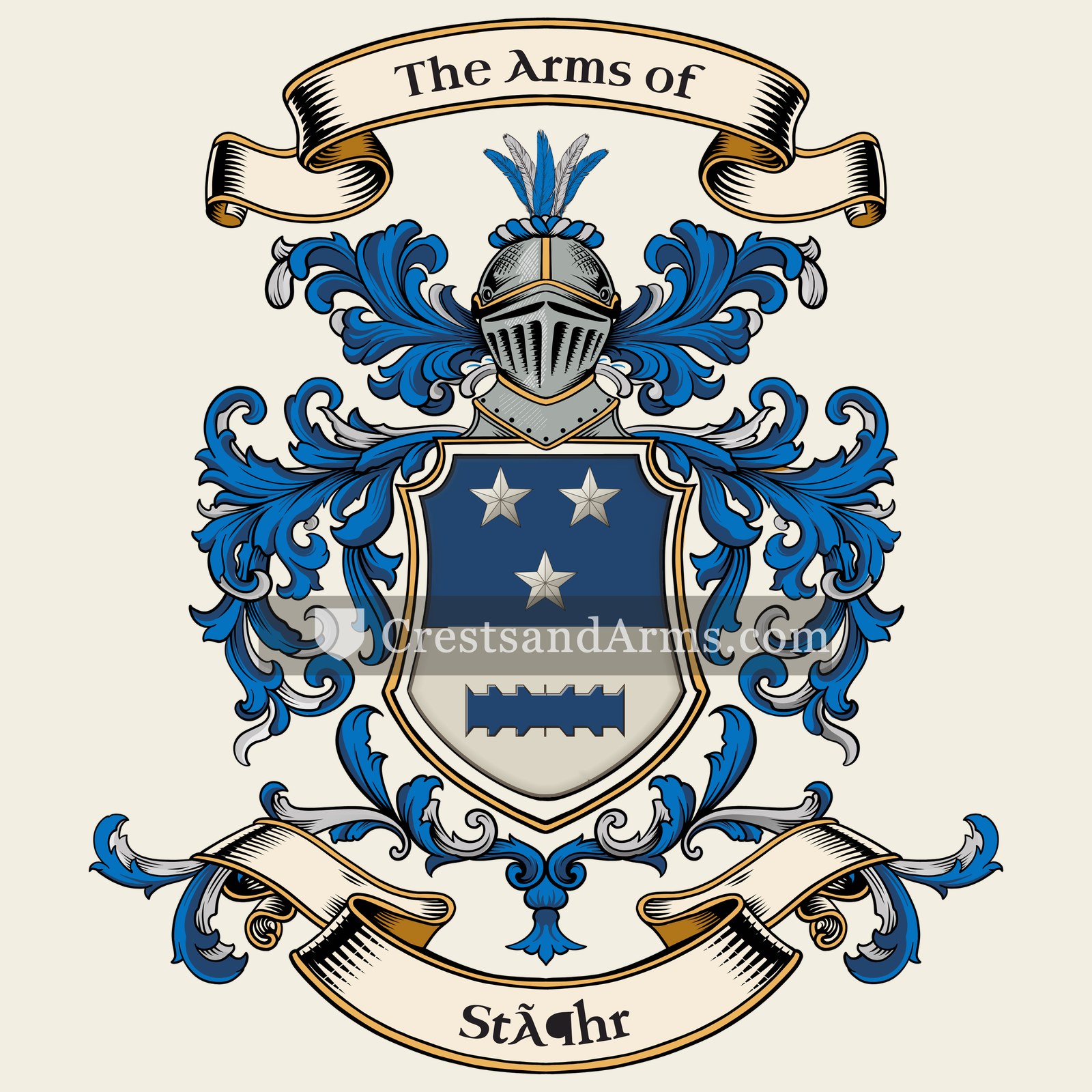 The Stöhr coat of arms, drawn from the recorded blazon