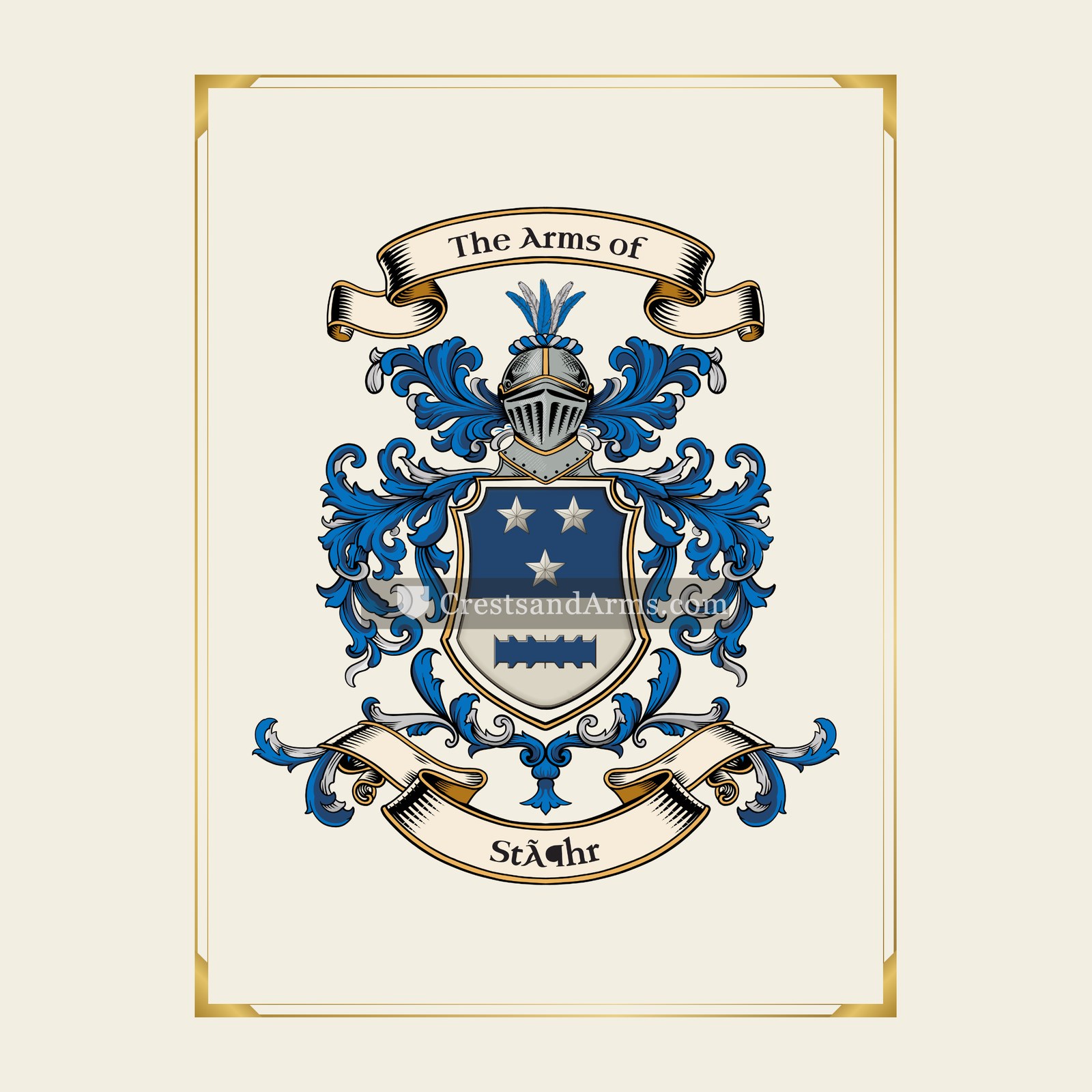 With gold border