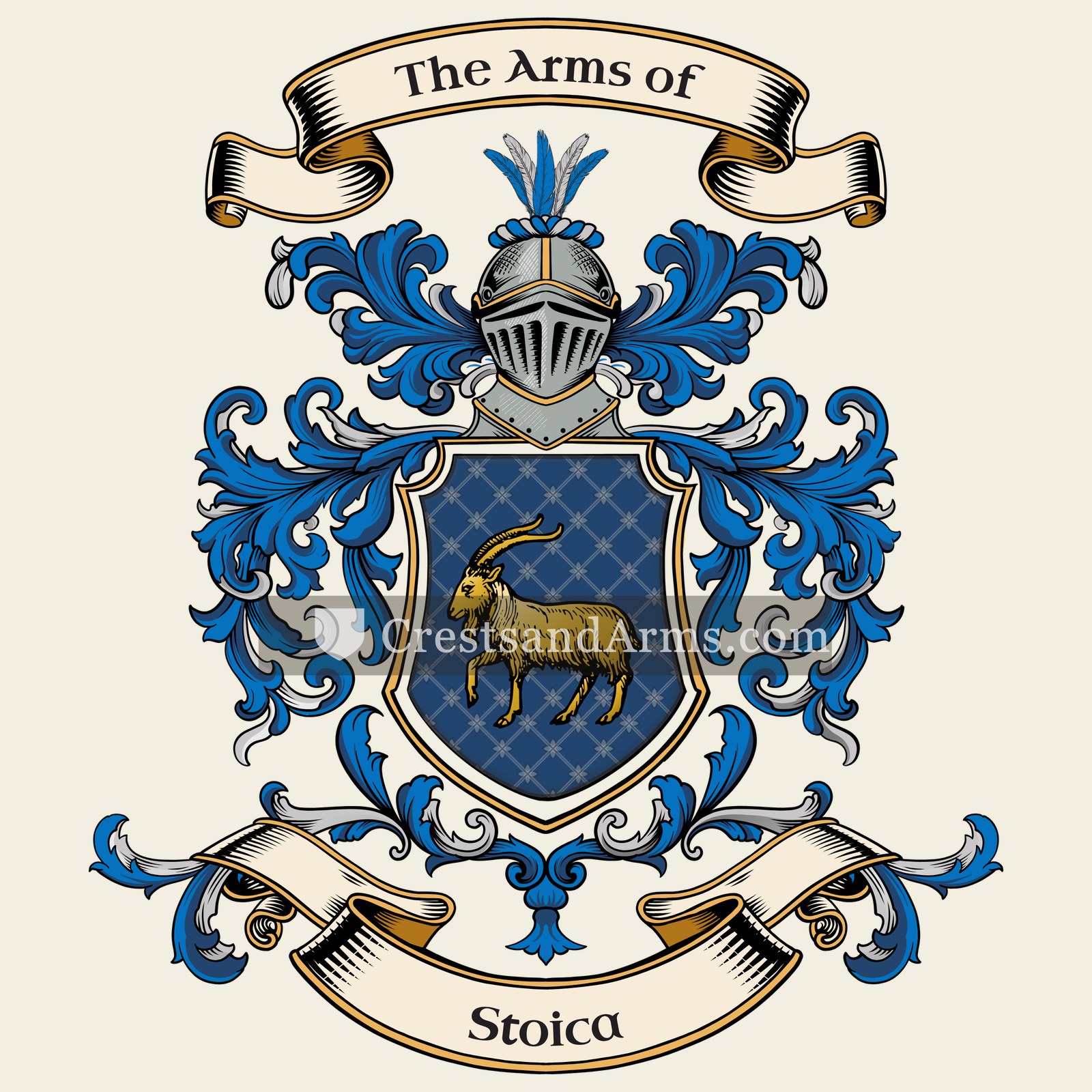 The Stoica coat of arms, drawn from the recorded blazon