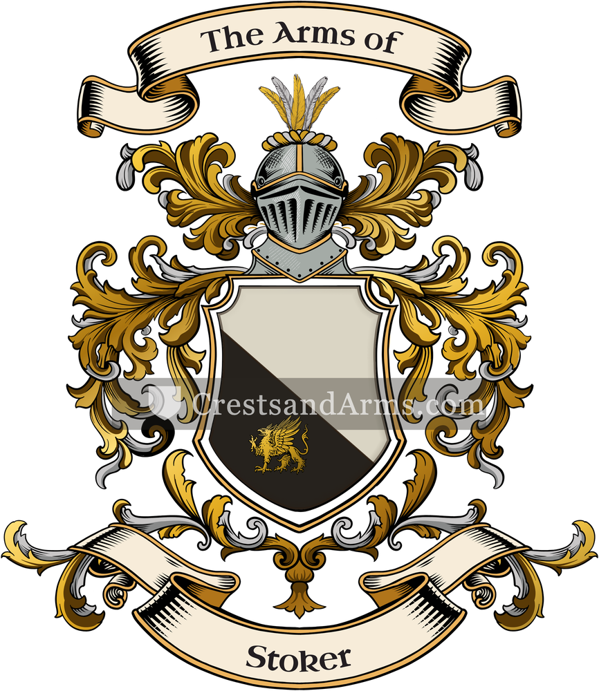 The Stoker coat of arms, drawn from the recorded blazon