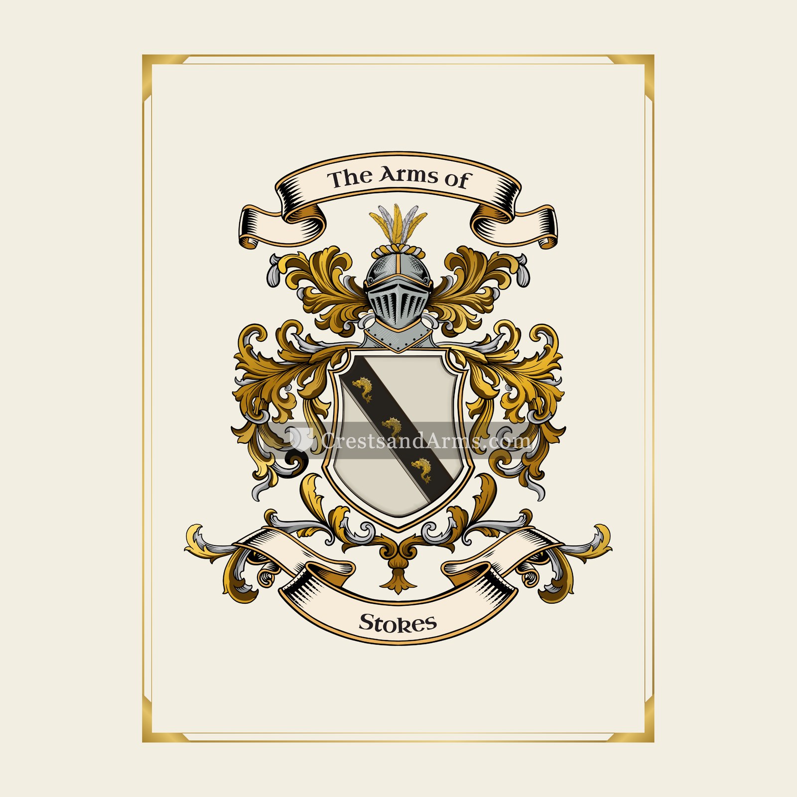 With gold border