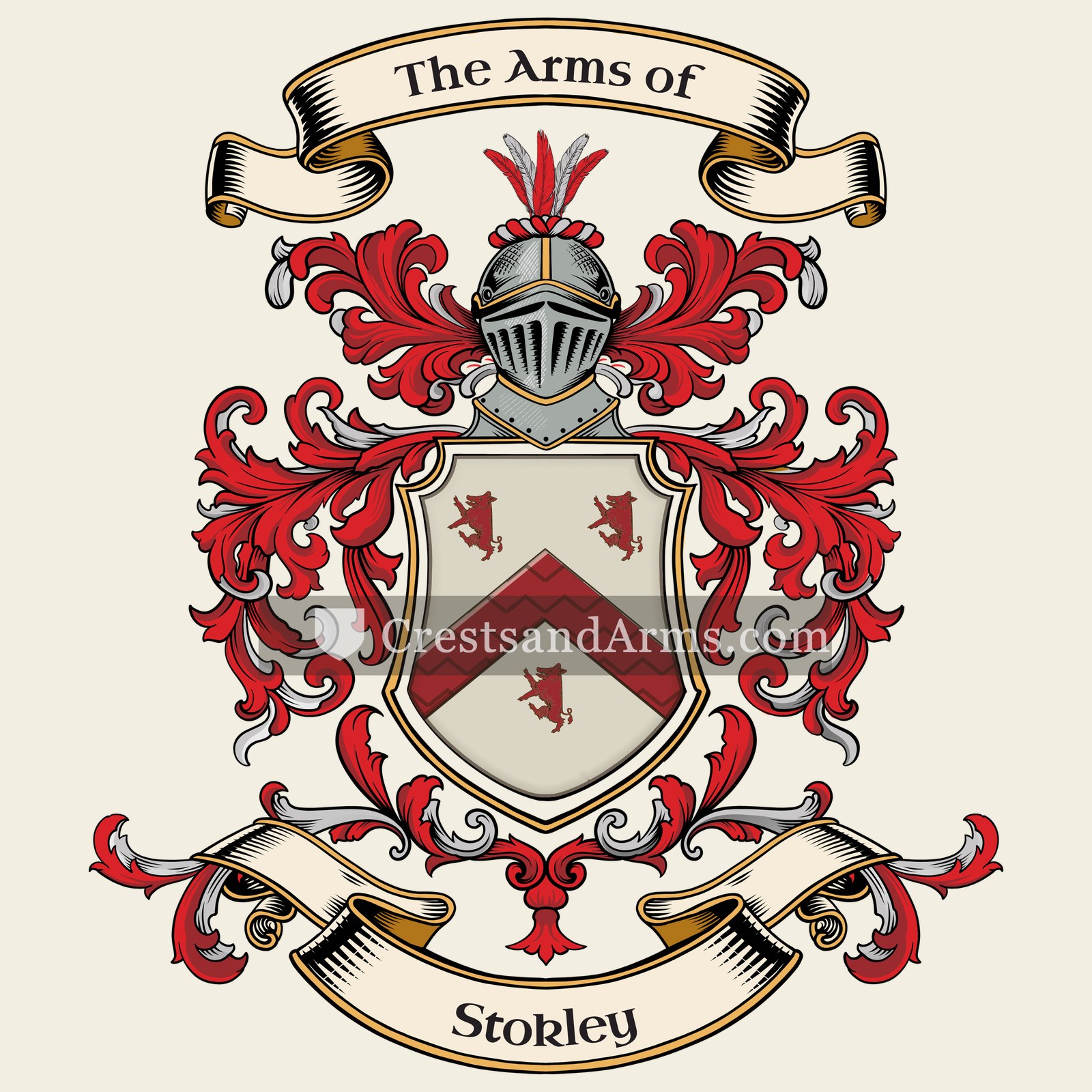 The Stokley coat of arms, drawn from the recorded blazon