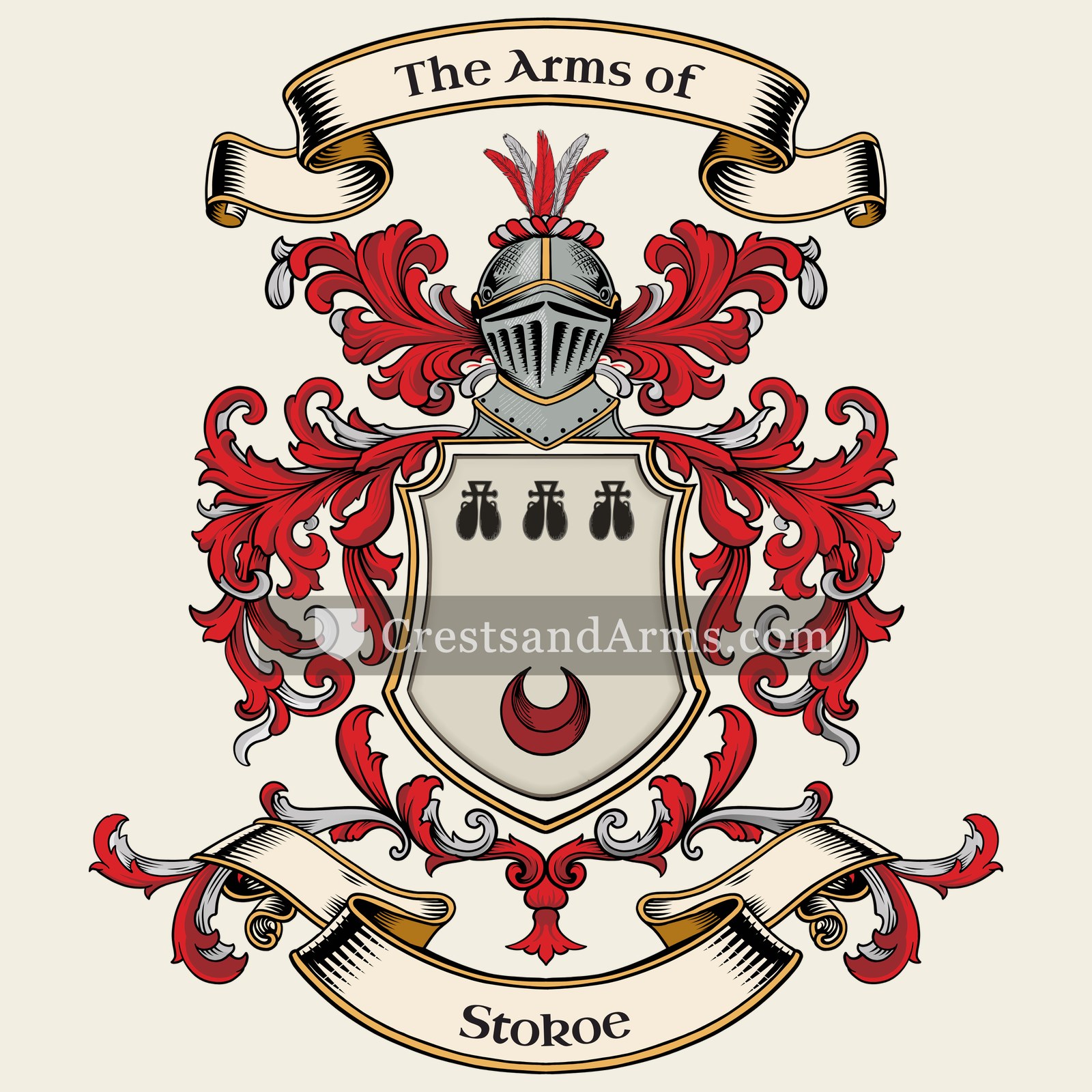 The Stokoe coat of arms, drawn from the recorded blazon