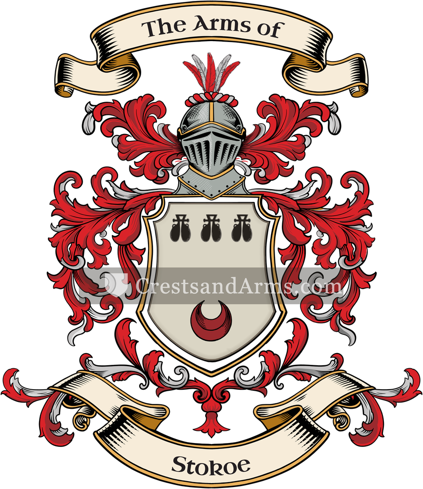 The Stokoe coat of arms, drawn from the recorded blazon