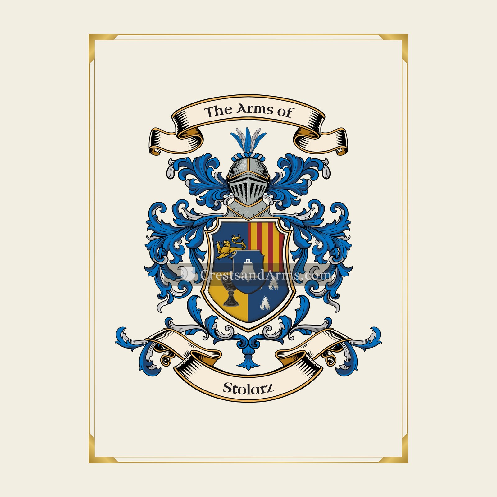 With gold border