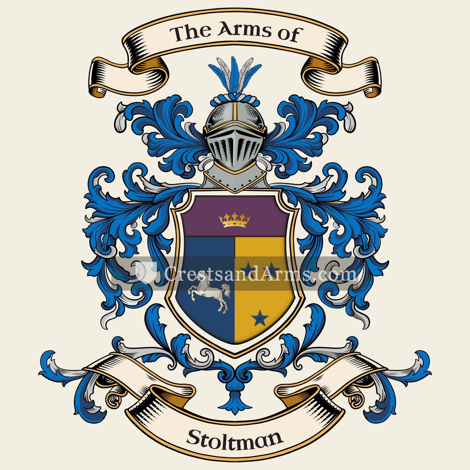 The Stoltman coat of arms, drawn from the recorded blazon