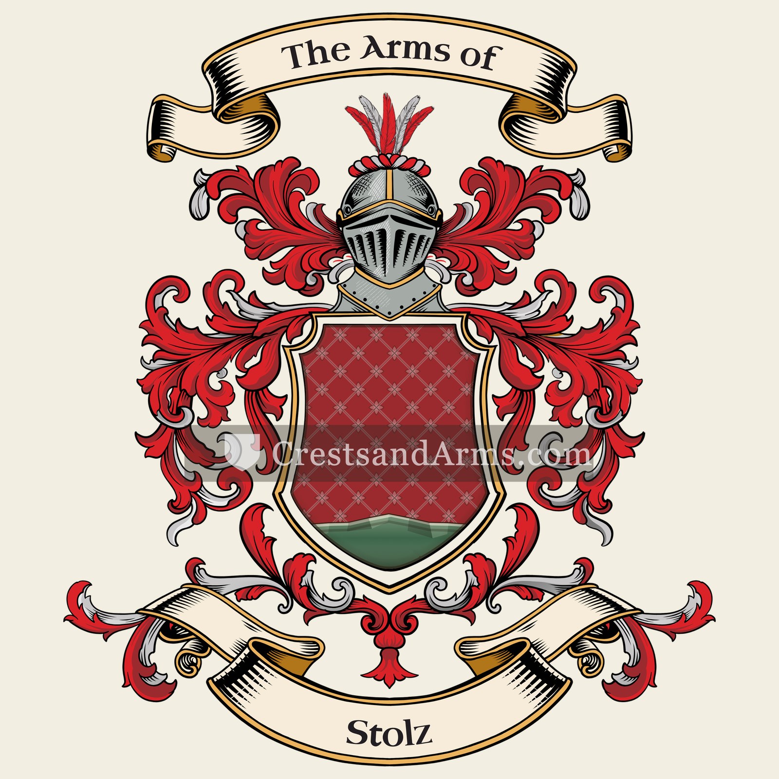 The Stolz coat of arms, drawn from the recorded blazon