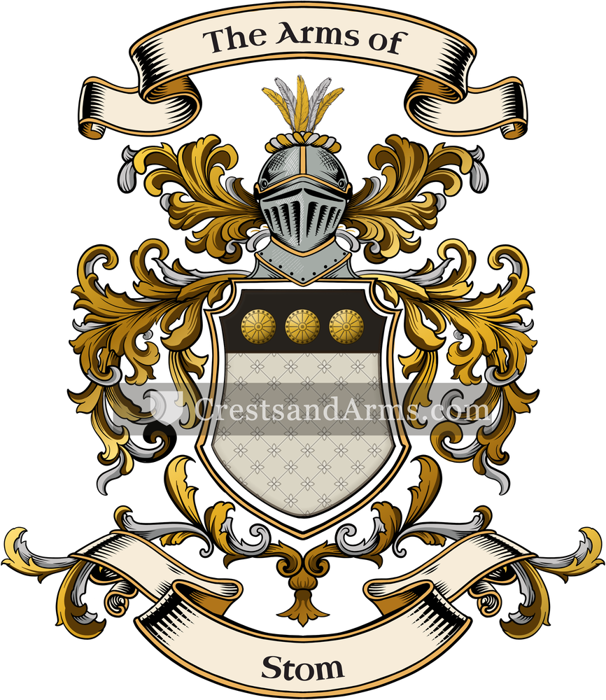 The Stom coat of arms, drawn from the recorded blazon