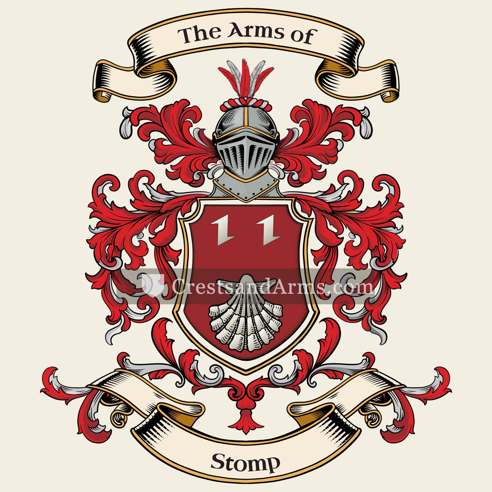 The Stomp coat of arms, drawn from the recorded blazon