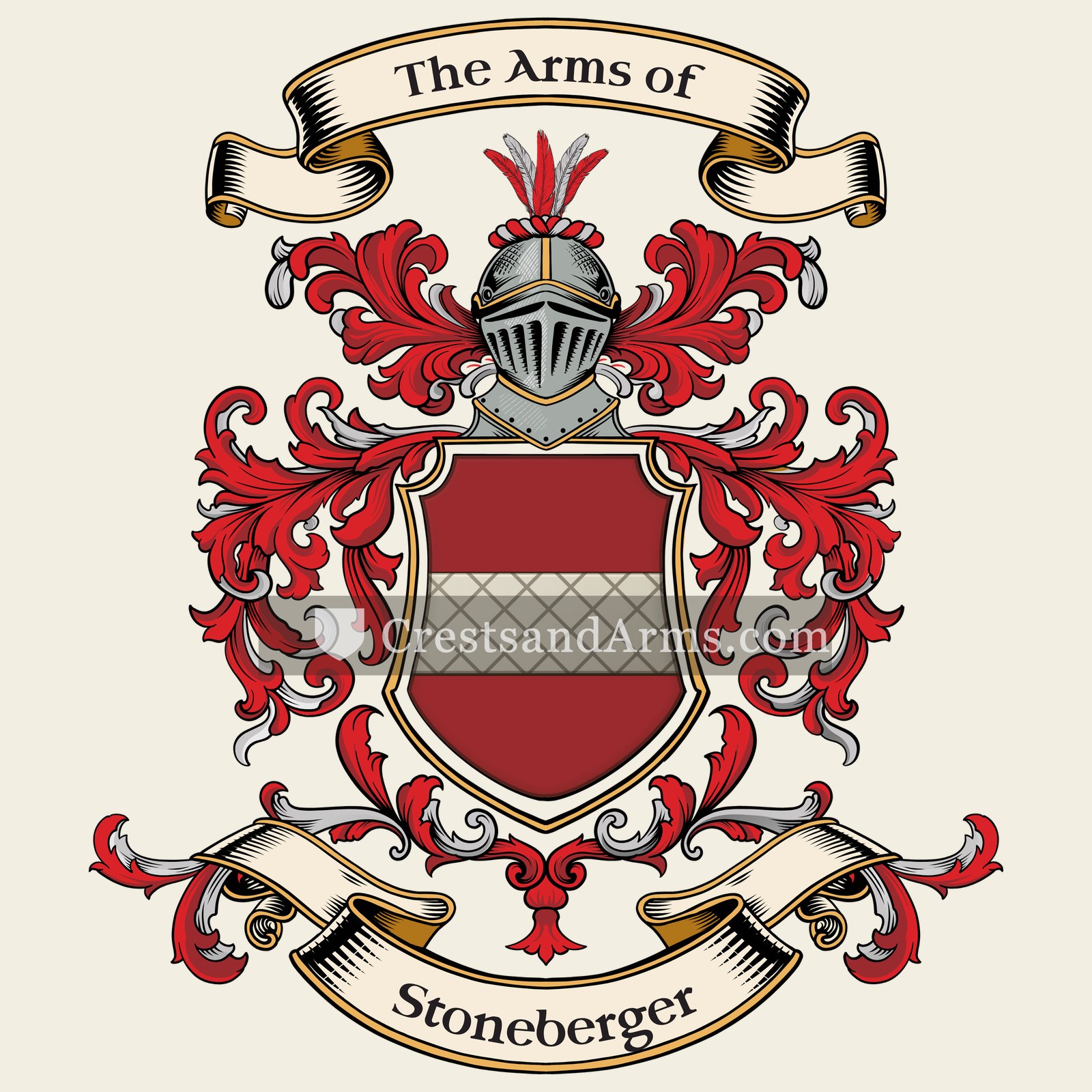 The Stoneberger coat of arms, drawn from the recorded blazon