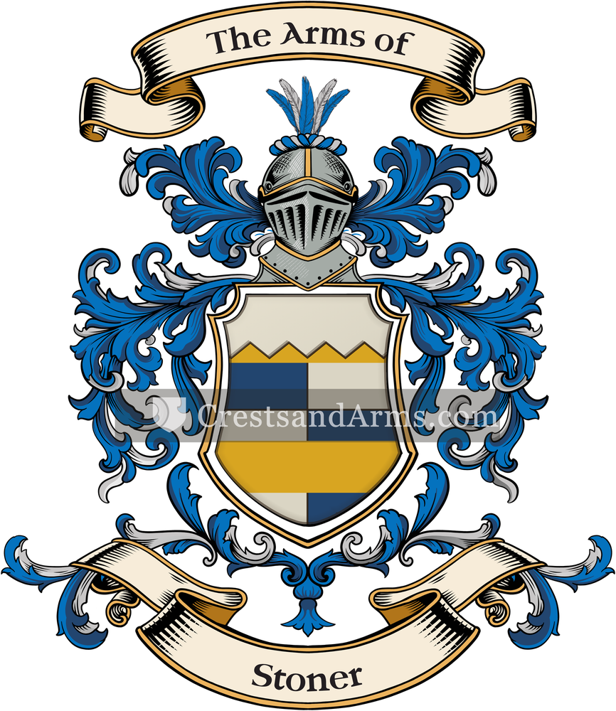The Stoner coat of arms, drawn from the recorded blazon