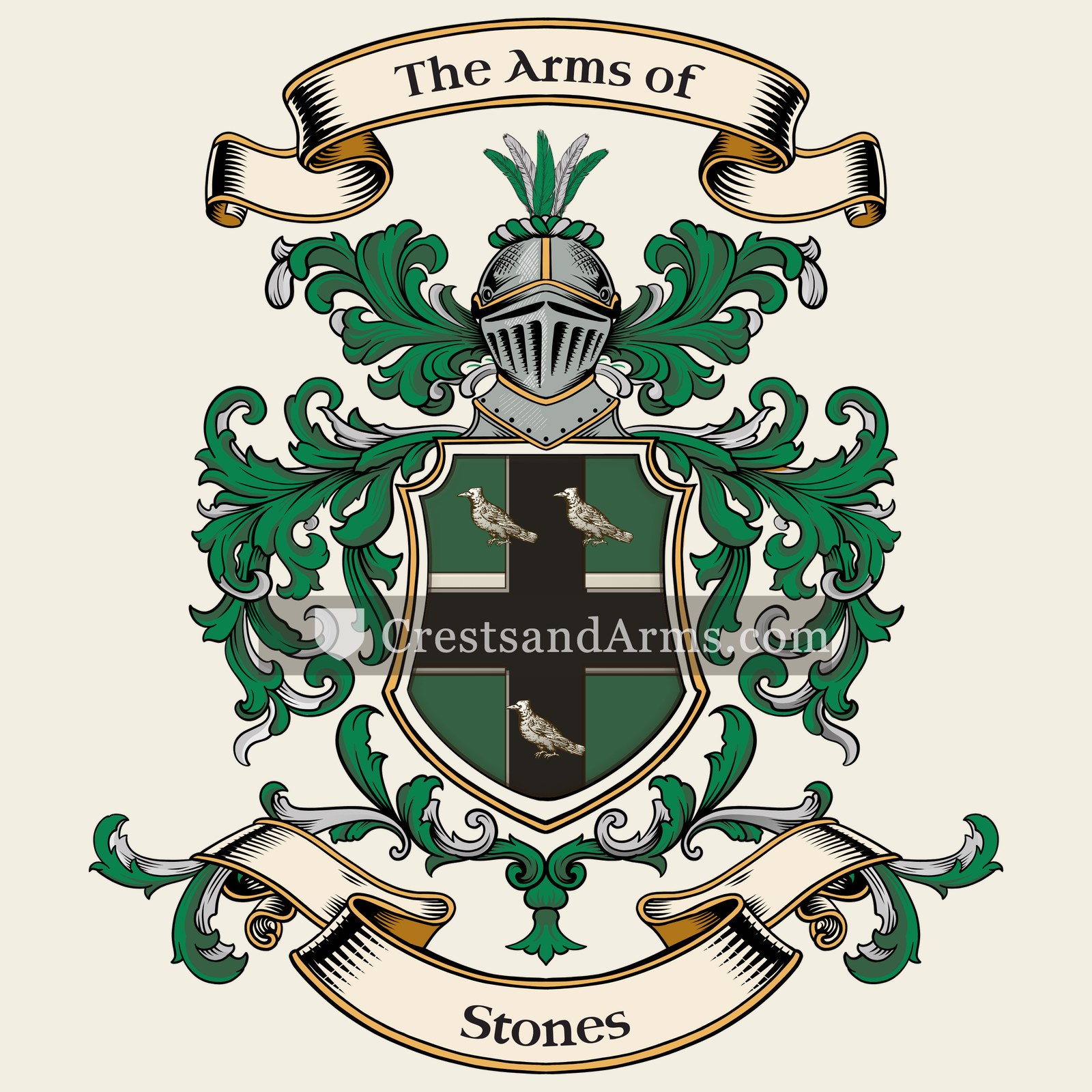 The Stones coat of arms, drawn from the recorded blazon