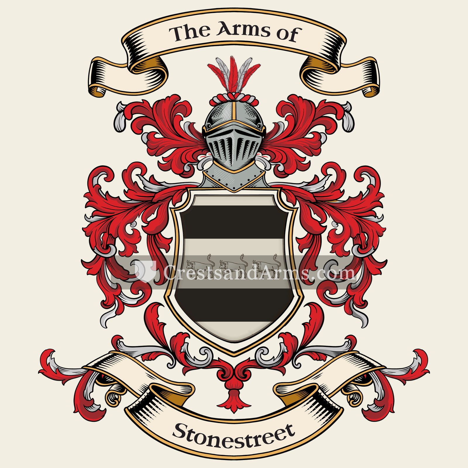 The Stonestreet coat of arms, drawn from the recorded blazon