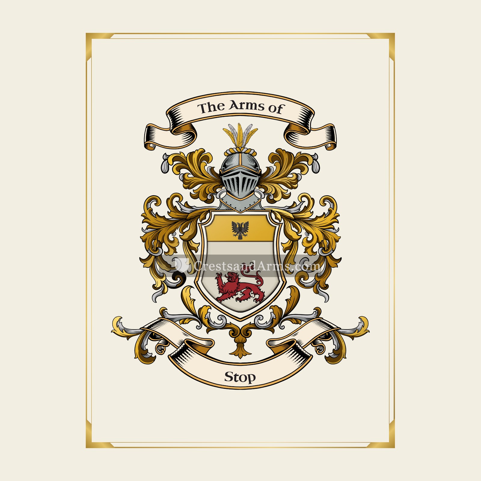 With gold border