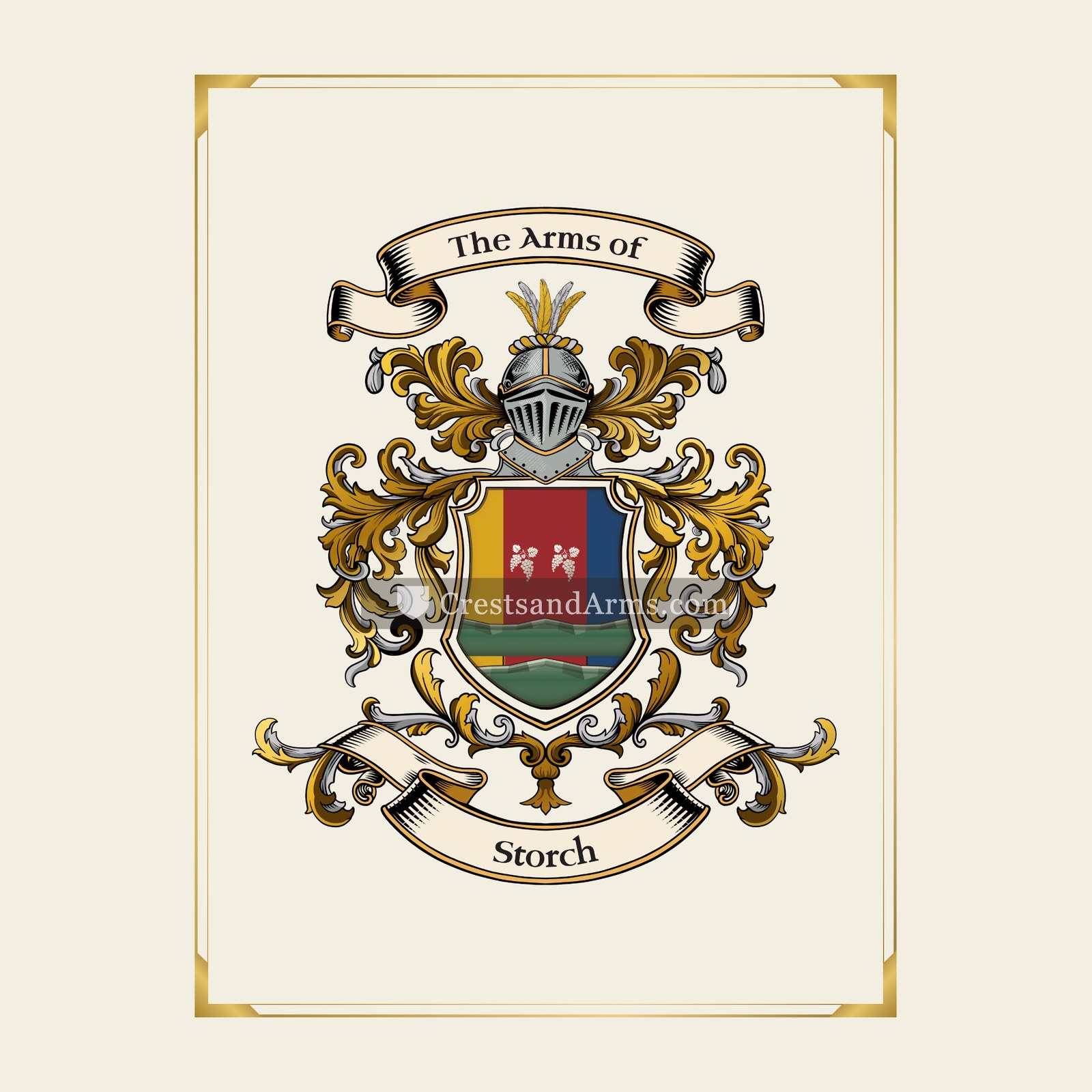 With gold border