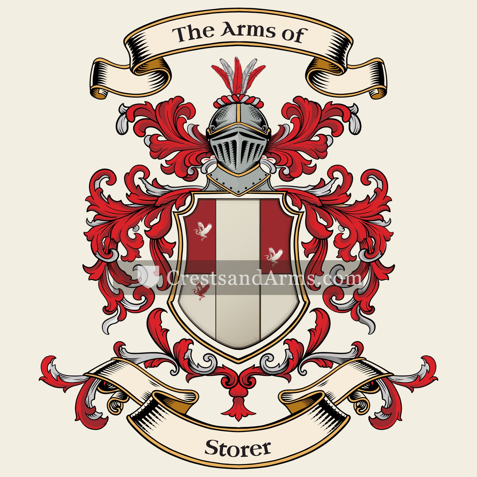 The Storer coat of arms, drawn from the recorded blazon