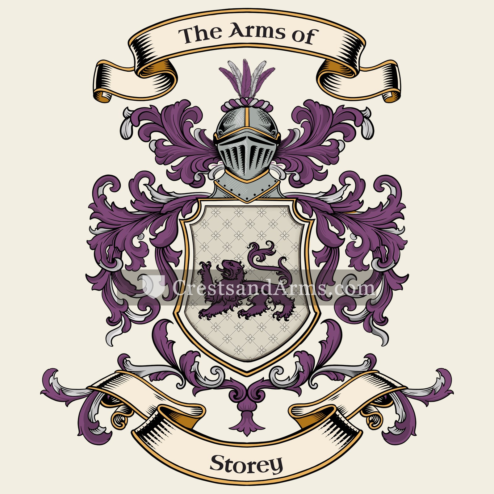The Storey coat of arms, drawn from the recorded blazon